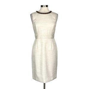 Alex Marie Ivory Tweed Chain Neckline Sleeveless Sheath Dress size 6